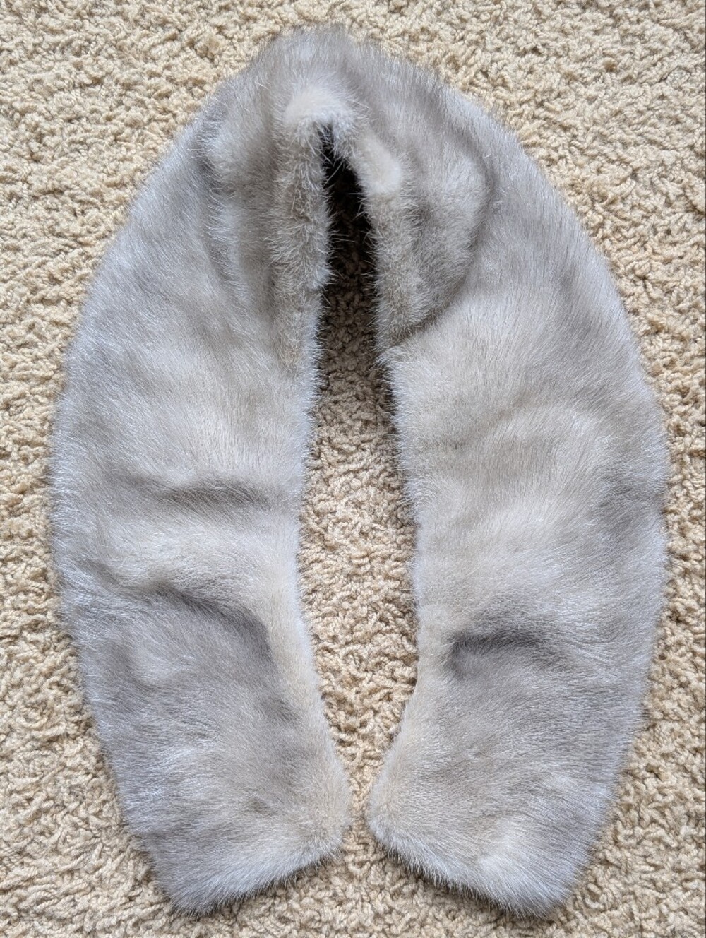 Vintage Genuine Mink Fur Collar Scarf Grey Beige 34" - Picture 8 of 13